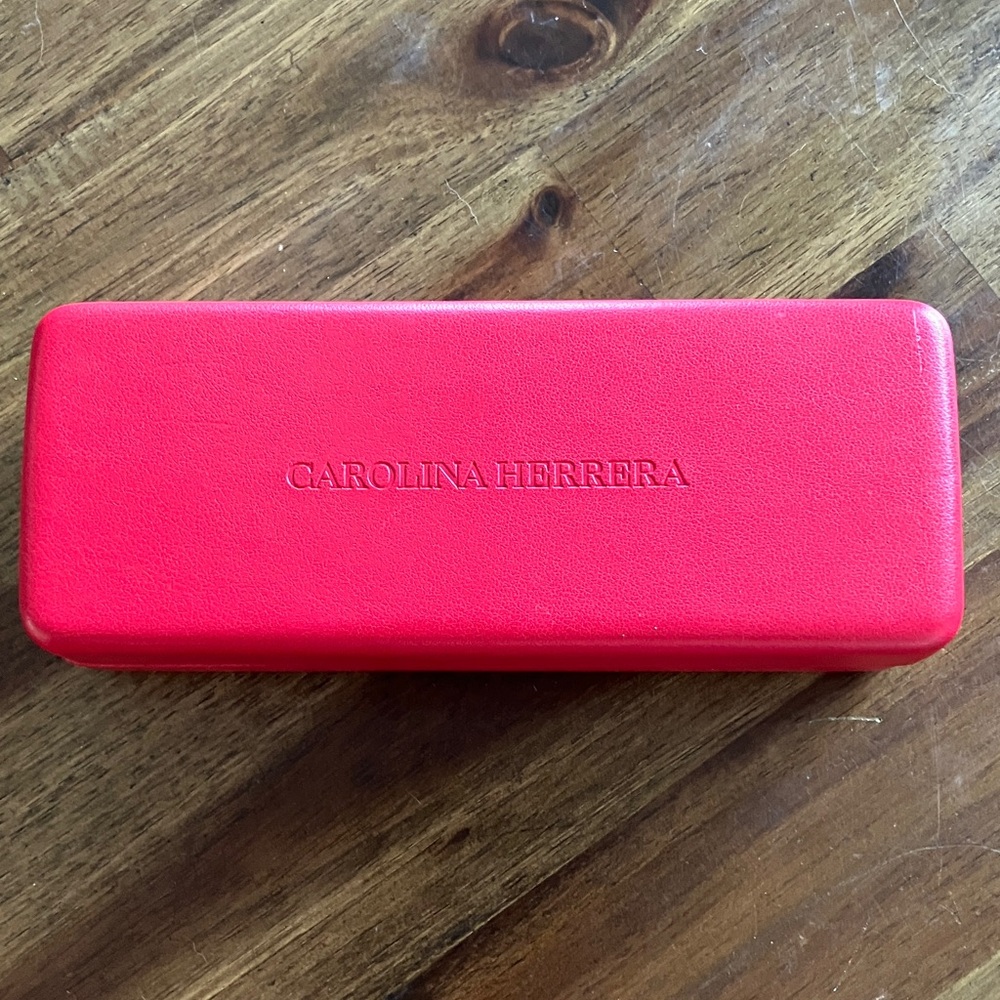 Carolina Herrera Patent Leather Vibrant Red Hard Glasses Case